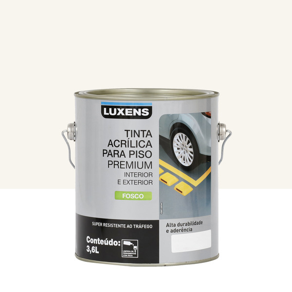 Tinta Acrilica Fosca para Piso Branco Neve 3,6L Luxens