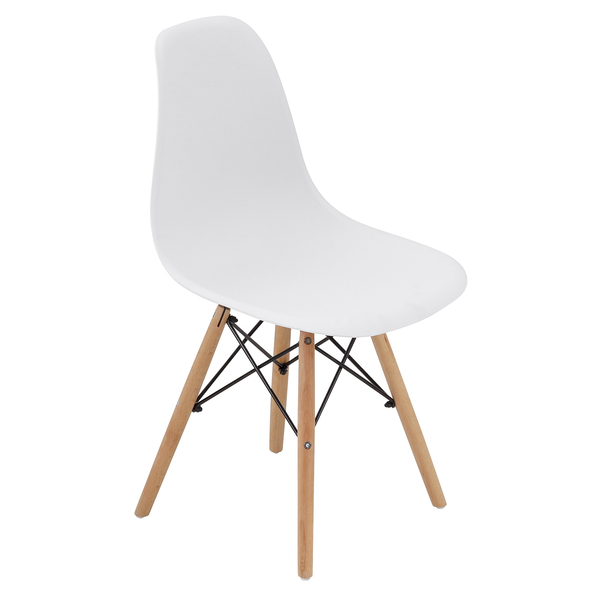 Cadeira de Madeira e Plástico Eames 83x47cm  Branco