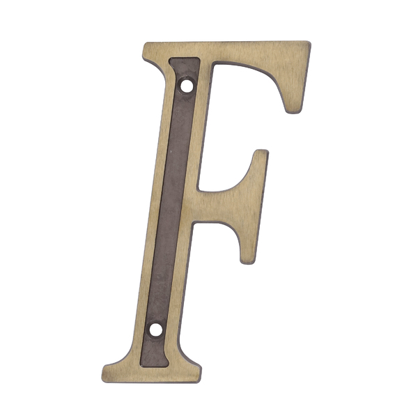 Letra Casa "F" 13cm Parafusar Zamac Dourado