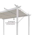 Pergolado de Alumínio 254x400x282cm com Tela Branco Omega
