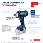 Chave de Impacto Bosch a Bateria Brushless 18V 1/2 GDS 18V-400