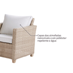 Conjunto Sofá e Poltronas com Mesa 5 Lugares Alumínio e Rattan