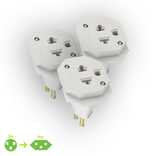 Kit de Adaptador 1 tomada 3 Unidades Branco Lexman