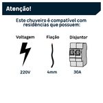 Chuveiro Elétrico 220V 5400w Branco 3T Equation