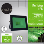 Refletor LED 20W Externa Luz Verde Bivolt Inspire