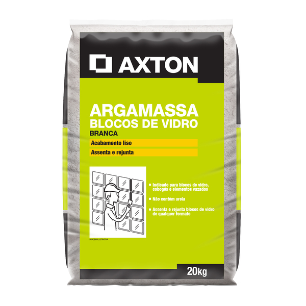 Argamassa Bloco de Vidro Interno e Externo Branco 20kg <em class="search-results-highlight">Axton</em>