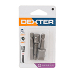 Adaptador Soquete 1/4, 3/8" e 1/2" 50mm 3 peças Dexter