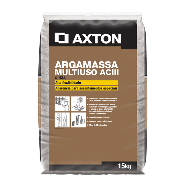 Argamassa ACIII Interno e Externo Cinza 15kg Axton