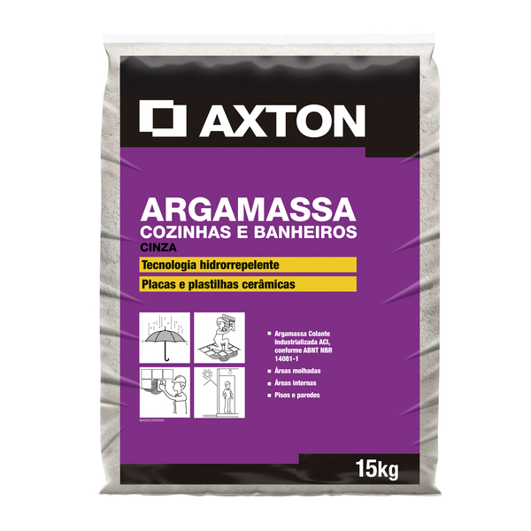 Argamassa Cozinhas e Banheiros Interno Cinza 15kg <em class="search-results-highlight">Axton</em>