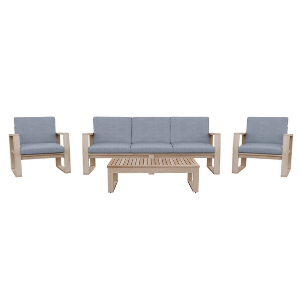 Conjunto Sofá com Poltronas e Mesa de Centro 5 Lugares Solaris