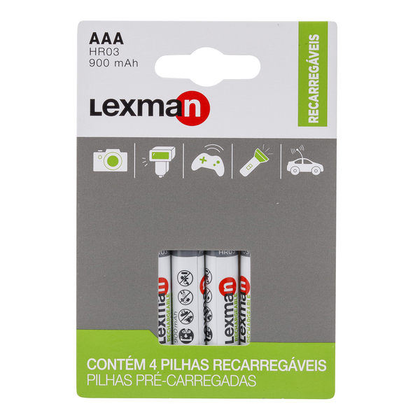 Pilha Alcalina AAA Recarregável 4pcs Lexman