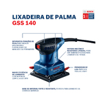 Lixadeira de Palma Orbital Bosch 220W 220V GSS 140