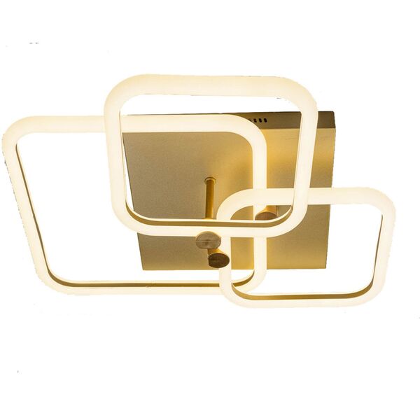 Plafon LED Dourado Aço Space Square Triple LLUM Bronzearte