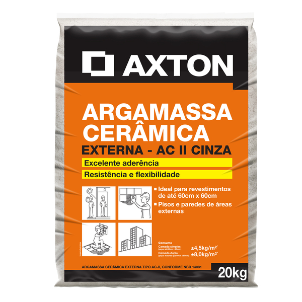 Argamassa ACII Interno e Externo Cinza 20kg Axton