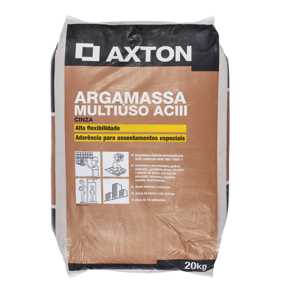 Argamassa ACIII Multiuso Interno e Externo Cinza 20kg <em class="search-results-highlight">Axton</em>