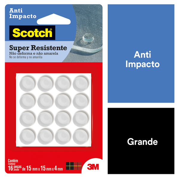 Protetor Anti-Impacto Redondo 15mm Grande 3M Scotch 16 peças