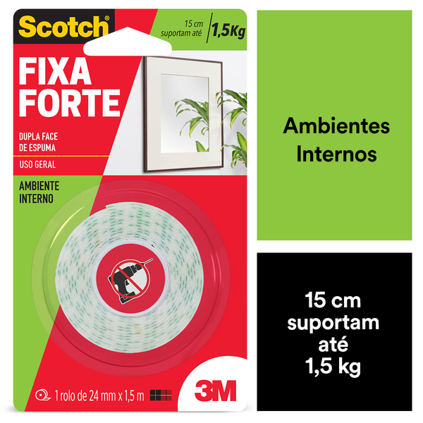 Fita Dupla Face Scotch Fixa Forte Espuma 24mmx1,5m