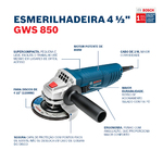 Esmerilhadeira Bosch Angular 4.1/2" 850W 220V GWS 850