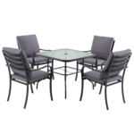 Conjunto Mesa 4 Cadeiras com Ombrelone 86x86cm Aço Cinza Rono