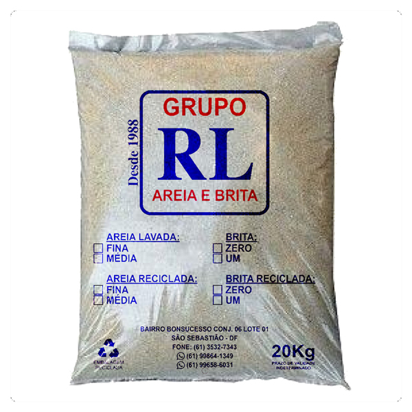 Areia Fina Lavada Saco 20kg