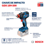 Chave de Impacto Bosch Brushless Bateria 18V 1/2" GDX 18V-200