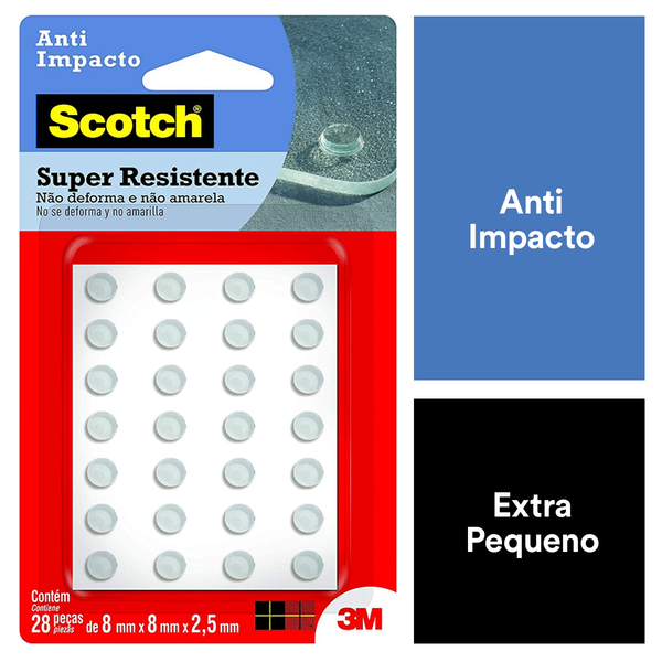 Protetor Anti-Impacto Redondo 8mm Mini 3M Scotch 28 peças