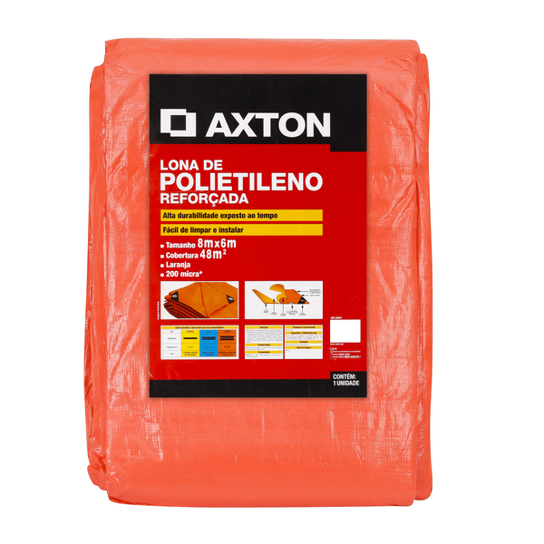 Lona Reforçada Polietileno Laranja 8x6m 200 micra* <em class="search-results-highlight">Axton</em>