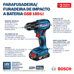 Furadeira Parafusadeira Bosch Brushless Bateria GSB 185-LI 1B