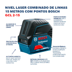 Nível a Laser Bosch Vermelho 15m GCL 2-15