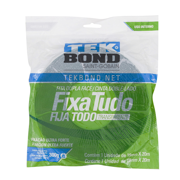 Fita Dupla Face Fixa Tudo 19mmX20m TekBond