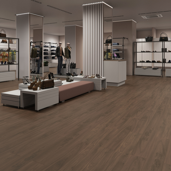 Piso Laminado Click Space Nogueira Italiana 134x18,7cm m²