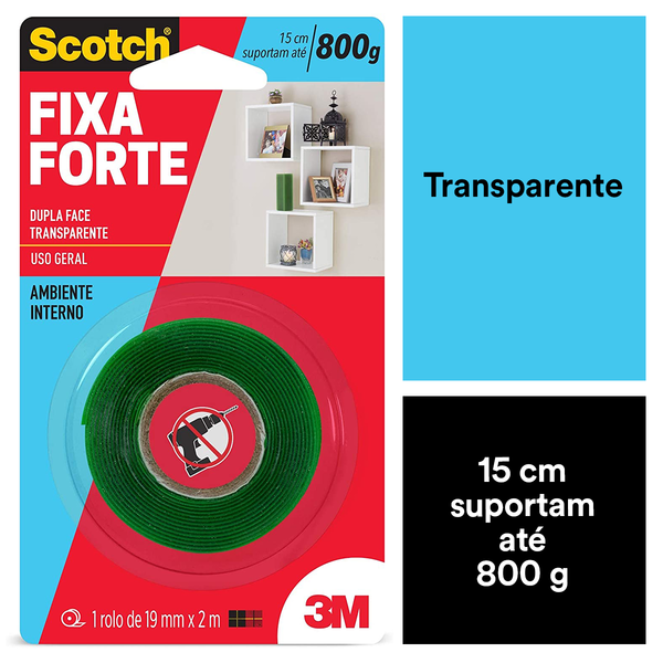 Fita Dupla Face Scotch Fixa Forte Transp. 19mmx2m