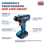 Furadeira e Parafusadeira Smart Bosch 12V 1/4" GSR 1000 Bivolt