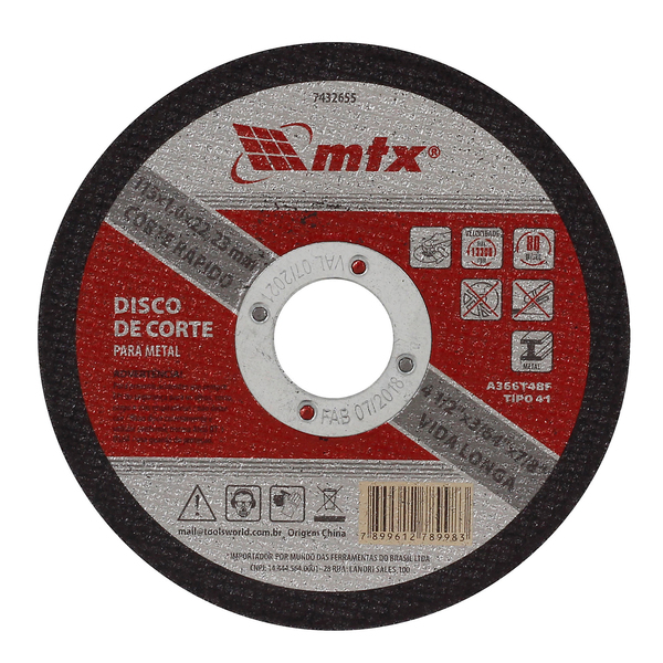 Disco de Corte para Metal 115x1,0x22,23mm MTX