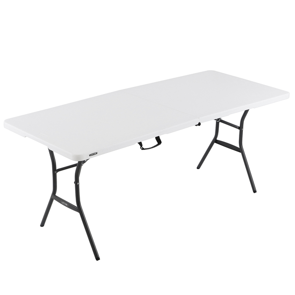 Mesa Dobrável Maleta 73,7x183x76,2cm Resina Branca Bertioga