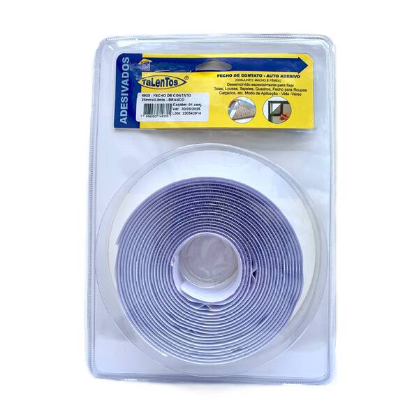 Fecho de Contato Casado Nylon 25mmx3m Branco Talentos